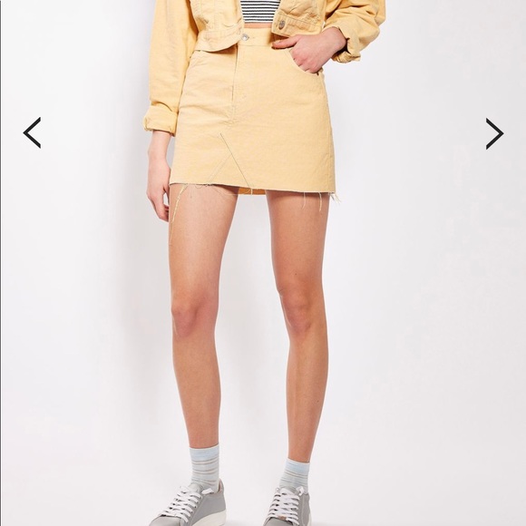 yellow denim skirt topshop